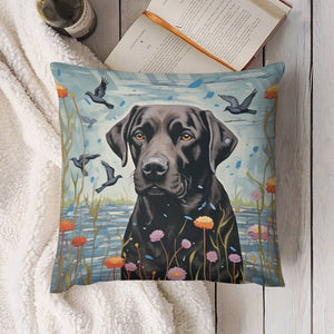 Lakeside Reverie Black Labrador Plush Pillow Case-Cushion Cover-Black Labrador, Dog Dad Gifts, Dog Mom Gifts, Home Decor, Pillows-4