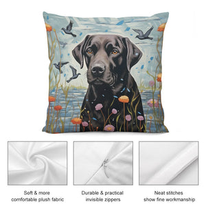 Lakeside Reverie Black Labrador Plush Pillow Case-Cushion Cover-Black Labrador, Dog Dad Gifts, Dog Mom Gifts, Home Decor, Pillows-5