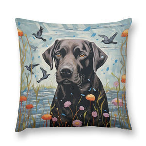 Lakeside Reverie Black Labrador Plush Pillow Case-Cushion Cover-Black Labrador, Dog Dad Gifts, Dog Mom Gifts, Home Decor, Pillows-16 "×16 "-1