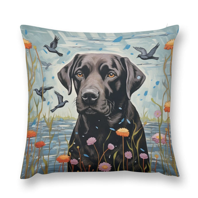 Lakeside Reverie Black Labrador Plush Pillow Case-Cushion Cover-Black Labrador, Dog Dad Gifts, Dog Mom Gifts, Home Decor, Pillows-16 