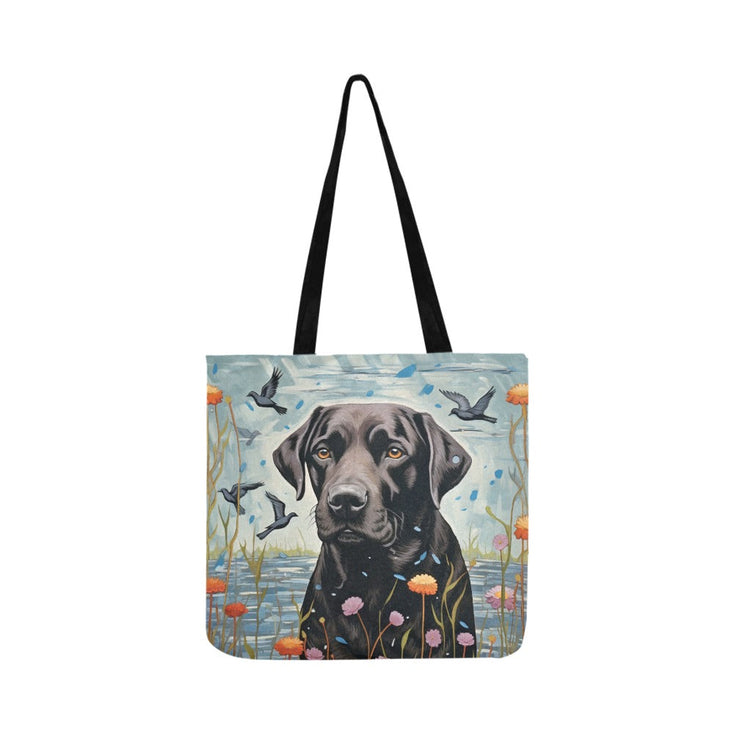 Lakeside Reverie Black Labrador Shopping Tote Bag-Accessories-Accessories, Bags, Black Labrador, Dog Dad Gifts, Dog Mom Gifts, Labrador-White-ONESIZE-2