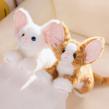 Load image into Gallery viewer, Large Devon Rex Plush Toys - 6 Coat Colors - White, Black, Tuxedo, Tabby Orange, Gray and Brown-Stuffed Animals-Black and White Cat,Cat Memorial Gifts,Cats,Devon Rex,Orange and White Cat,Stuffed Animal,Tabby Cat,White Cat-14
