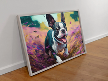 Load image into Gallery viewer, Lavender Fields Boston Terrier Wall Art Poster-Art-Boston Terrier, Dog Art, Home Decor, Poster-3
