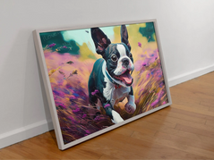 Lavender Fields Boston Terrier Wall Art Poster-Art-Boston Terrier, Dog Art, Home Decor, Poster-3