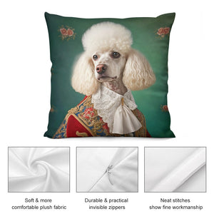Le Pooch de Versailles White Poodle Plush Pillow Case-Cushion Cover-Dog Dad Gifts, Dog Mom Gifts, Home Decor, Pillows, Poodle-4