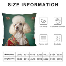 Load image into Gallery viewer, Le Pooch de Versailles White Poodle Plush Pillow Case-Cushion Cover-Dog Dad Gifts, Dog Mom Gifts, Home Decor, Pillows, Poodle-12 &quot;×12 &quot;-White-1