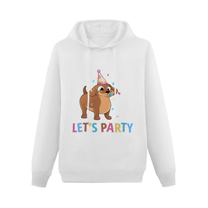 Let's Party Dachshund Women's Cotton Fleece Hoodie Sweatshirt-Apparel-Apparel, Dachshund, Hoodie, Sweatshirt-White-XS-2