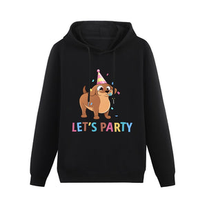 Let's Party Dachshund Women's Cotton Fleece Hoodie Sweatshirt-Apparel-Apparel, Dachshund, Hoodie, Sweatshirt-Black-XS-1