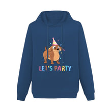 Load image into Gallery viewer, Let&#39;s Party Dachshund Women&#39;s Cotton Fleece Hoodie Sweatshirt-Apparel-Apparel, Dachshund, Hoodie, Sweatshirt-Navy Blue-XS-3
