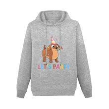 Load image into Gallery viewer, Let&#39;s Party Dachshund Women&#39;s Cotton Fleece Hoodie Sweatshirt-Apparel-Apparel, Dachshund, Hoodie, Sweatshirt-Gray-XS-4