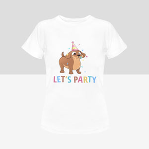 Let's Party Dachshund Women's Cotton T-Shirts - 2 Colors-Apparel-Apparel, Dachshund, Shirt, T Shirt-4