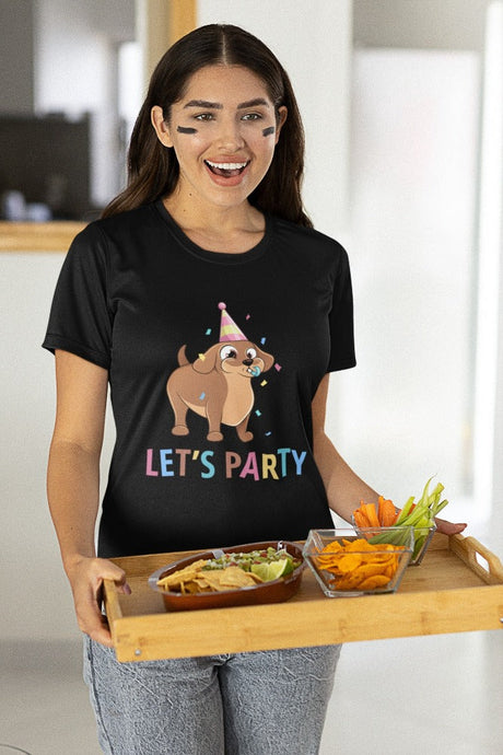 Let's Party Dachshund Women's Cotton T-Shirts - 2 Colors-Apparel-Apparel, Dachshund, Shirt, T Shirt-Black-Small-1