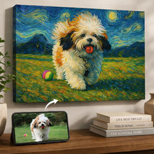 Load image into Gallery viewer, Photo of starry night inspired Lhasa Apso wall art