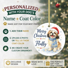 Load image into Gallery viewer, Lhasa Apso Christmas Ornament - Cozy Winter Pet Portrait Design - Personalize with Photo and Name-Christmas Ornament-Christmas,Christmas Ornament,Personalize Artwork-2