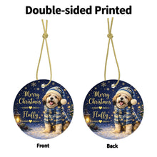 Load image into Gallery viewer, Lhasa Apso Christmas Ornament - Cozy Winter Pet Portrait Design - Personalize with Photo and Name-Christmas Ornament-Christmas,Christmas Ornament,Lhasa Apso,Personalize Artwork-4
