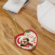 Load image into Gallery viewer, Lhasa Apso Christmas Ornament - Love &amp; Joy Heart Shaped Portrait - Personalize with Photo and Name-Christmas Ornament-Christmas,Christmas Ornament,Lhasa Apso,Personalize Artwork-7