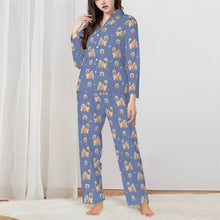 Load image into Gallery viewer, Lhasa Apso Pajamas for Women - XL Available - Yes I Love Cream Lhasa Apsos-Pajamas-Apparel,Boxer,Dog Mom Gifts,Pajamas-Blue-XS-3
