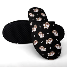 Load image into Gallery viewer, Lhasa Apso Slippers for Women - Smiling Lhasa Apso Love - Flannel-Slippers-28