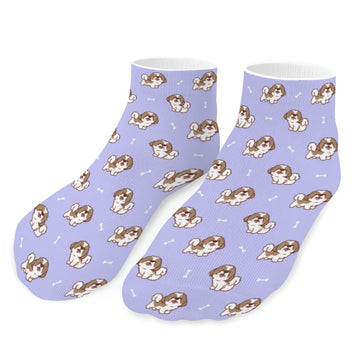 Lhasa Apso Socks Ankle Length Smiling Lhasa Apso Love Lavender One Size 6 360x