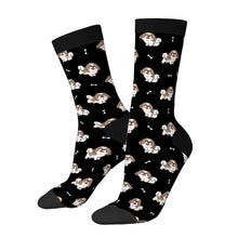 Load image into Gallery viewer, Lhasa Apso Socks - Smiling Lhasa Apso Love-Wear Accessories-Midnight Black -3 Black-One Size-3
