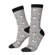 Load image into Gallery viewer, Lhasa Apso Socks - Smiling Lhasa Apso Love-Wear Accessories-Parisian Gray-3 Black-One Size-4
