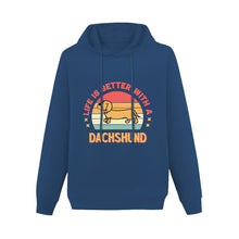 Load image into Gallery viewer, Life is Better with a Dachshund Women&#39;s Cotton Fleece Hoodie Sweatshirt-Apparel-Apparel, Dachshund, Hoodie, Sweatshirt-Navy Blue-XS-4