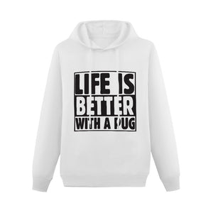 Life is Better with a Pug Women's Cotton Fleece Hoodie Sweatshirt-Apparel-Apparel, Hoodie, Pug, Sweatshirt-White-XS-4