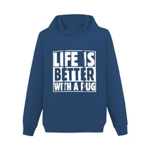 Load image into Gallery viewer, Life is Better with a Pug Women&#39;s Cotton Fleece Hoodie Sweatshirt-Apparel-Apparel, Hoodie, Pug, Sweatshirt-Navy Blue-XS-2