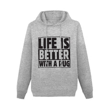Load image into Gallery viewer, Life is Better with a Pug Women&#39;s Cotton Fleece Hoodie Sweatshirt-Apparel-Apparel, Hoodie, Pug, Sweatshirt-Gray-XS-3