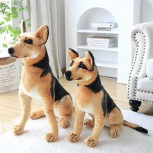 Load image into Gallery viewer, image of two german shepherd stuffed animal plush toys standing on a table
