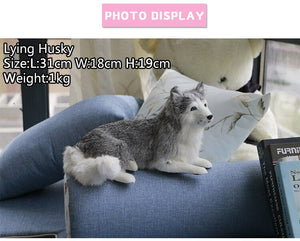 Lifelike Large Sleeping Dog Stuffed Animals with Real Fur-Stuffed Animals-Home Decor, Stuffed Animal-10