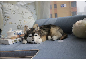 Lifelike Large Sleeping Dog Stuffed Animals with Real Fur-Stuffed Animals-Home Decor, Stuffed Animal-14