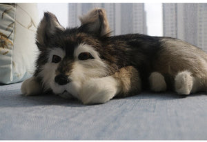 Lifelike Large Sleeping Dog Stuffed Animals with Real Fur-Stuffed Animals-Home Decor, Stuffed Animal-16