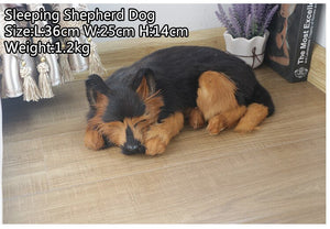 Lifelike Large Sleeping Dog Stuffed Animals with Real Fur-Stuffed Animals-Home Decor, Stuffed Animal-17