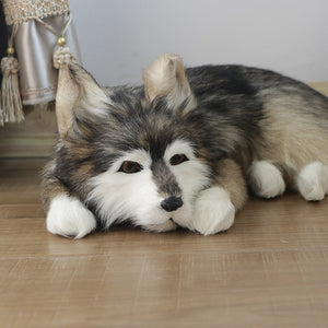 Lifelike Large Sleeping Dog Stuffed Animals with Real Fur-Stuffed Animals-Home Decor, Stuffed Animal-6