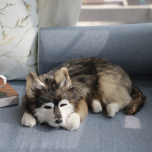 Lifelike Large Sleeping Dog Stuffed Animals with Real Fur-Stuffed Animals-Home Decor, Stuffed Animal-1
