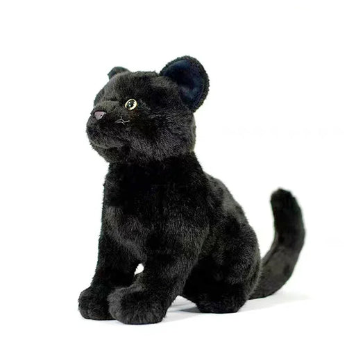 Lifelike Sitting Black Cat Soft Plush Toy-3