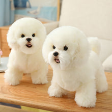 Load image into Gallery viewer, image of two adorable white bichon frise stuffed animal plush toys