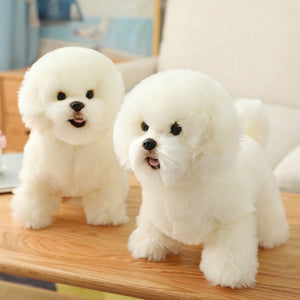 image of two adorable white bichon frise stuffed animal plush toys