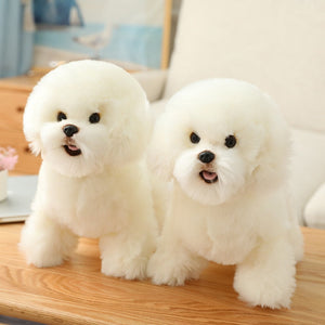 image of two adorable white bichon frise stuffed animal plush toys