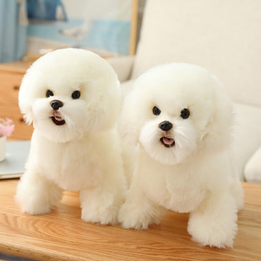 Lifelike Standing Bichon Frise Stuffed Animal Plush Toy