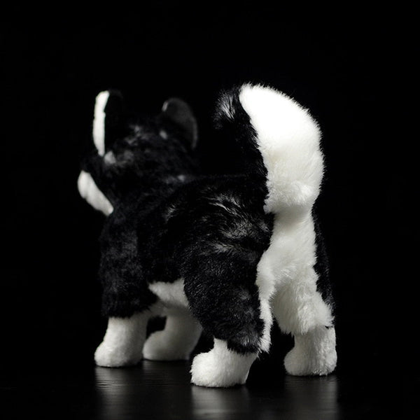 Lifelike Standing Husky Stuffed Animal Plush Toys - Silver, Black & Brown  Colors