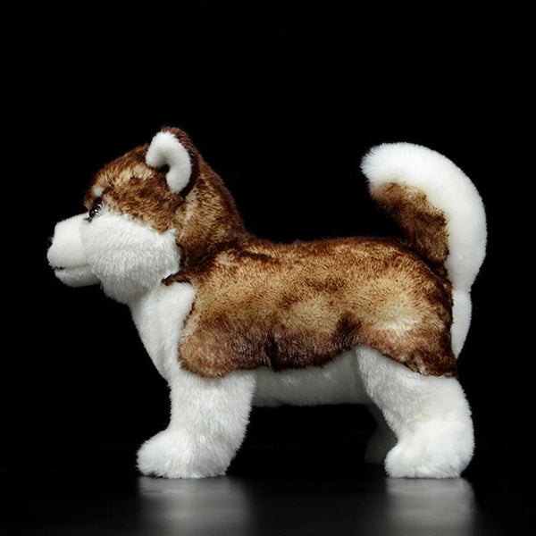 Lifelike Standing Husky Stuffed Animal Plush Toys - Silver, Black & Br