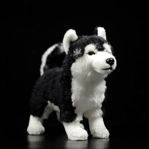 Lifelike Standing Husky Stuffed Animal Plush Toys - Silver, Black & Brown Colors-Soft Toy-Dogs, Home Decor, Siberian Husky, Soft Toy, Stuffed Animal-Black-2