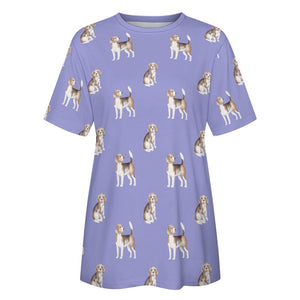 Light Purple, extra, del it!!} Watercolor Elegance Beagles Women's Cotton T-Shirt-Apparel-Apparel, Beagle, Dog Mom Gifts, Shirt, T Shirt-28