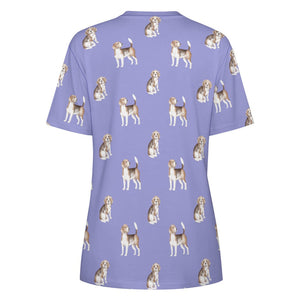 Light Purple, extra, del it!!} Watercolor Elegance Beagles Women's Cotton T-Shirt-Apparel-Apparel, Beagle, Dog Mom Gifts, Shirt, T Shirt-29