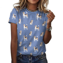 Load image into Gallery viewer, Light Purple, extra, del it!!} Watercolor Elegance Beagles Women&#39;s Cotton T-Shirt-Apparel-Apparel, Beagle, Dog Mom Gifts, Shirt, T Shirt-2XS-Cornflower Blue-38