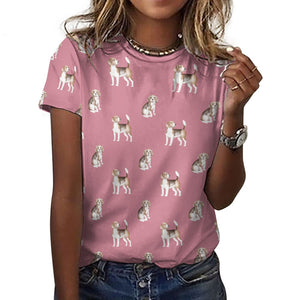 Light Purple, extra, del it!!} Watercolor Elegance Beagles Women's Cotton T-Shirt-Apparel-Apparel, Beagle, Dog Mom Gifts, Shirt, T Shirt-2XS-Dusty Rose-36