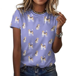 Light Purple, extra, del it!!} Watercolor Elegance Beagles Women's Cotton T-Shirt-Apparel-Apparel, Beagle, Dog Mom Gifts, Shirt, T Shirt-2XS-Lavender Purple-37