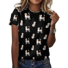 Load image into Gallery viewer, Light Purple, extra, del it!!} Watercolor Elegance Beagles Women&#39;s Cotton T-Shirt-Apparel-Apparel, Beagle, Dog Mom Gifts, Shirt, T Shirt-2XS-Midnight Black-40